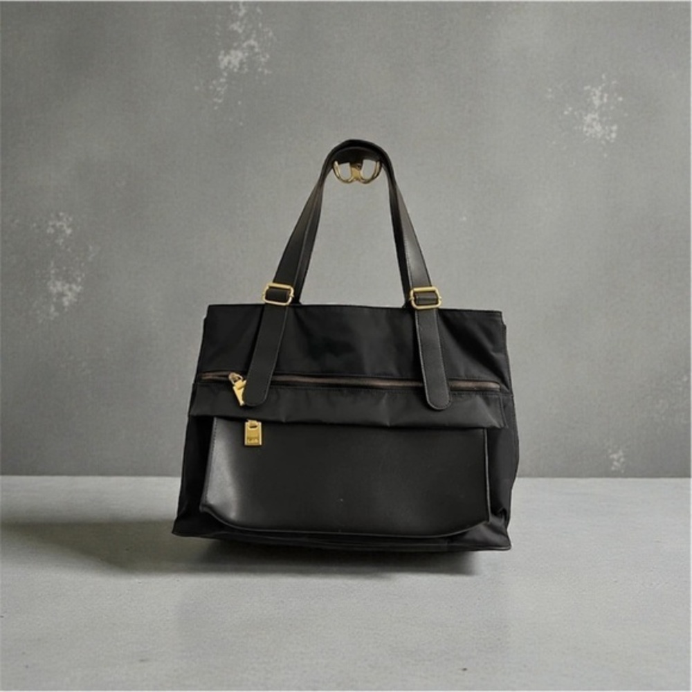 LJS Collection Elegant Shoulder Bag Tote Black Gold